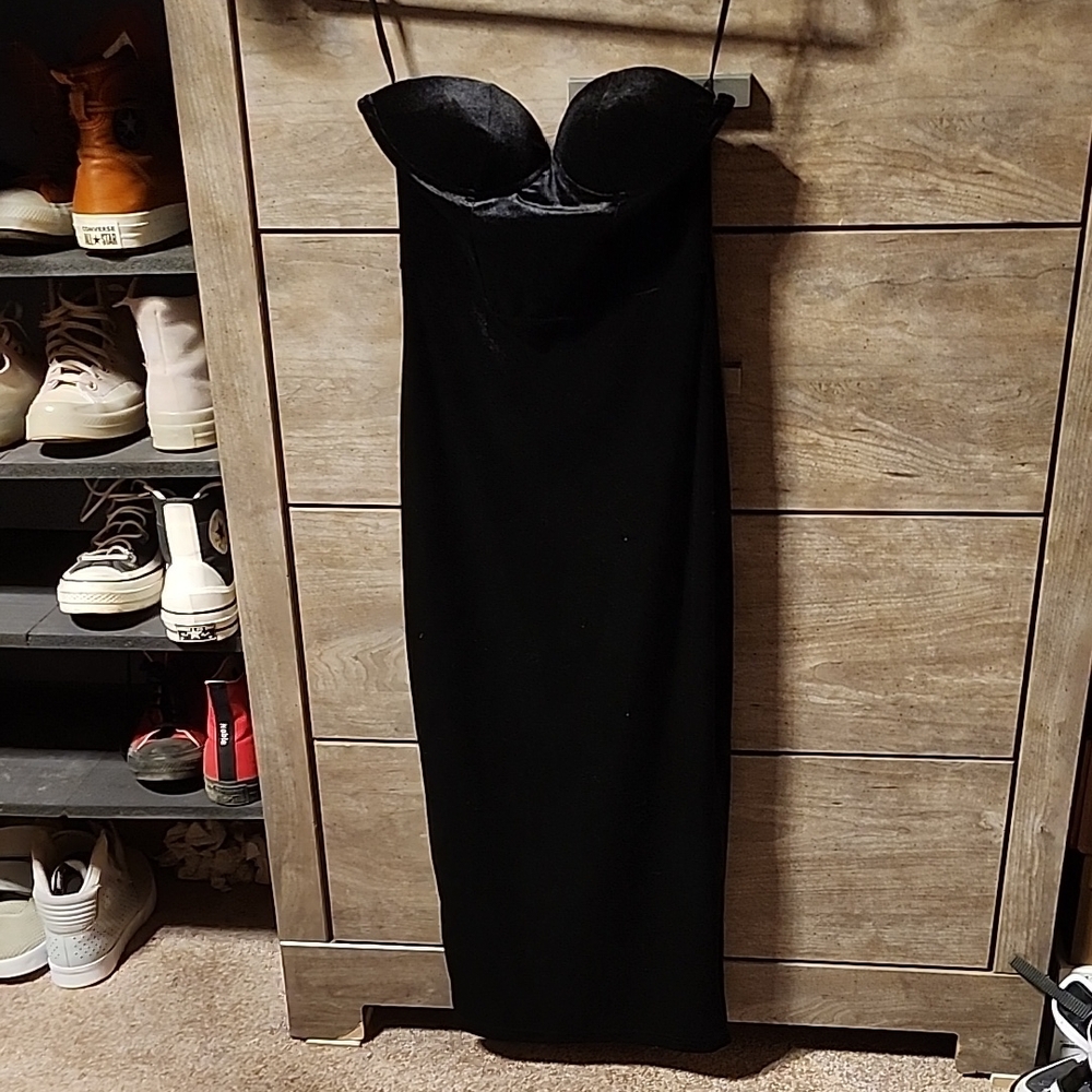 SHEIN Black Strapless Sweetheart Cocktail Dress